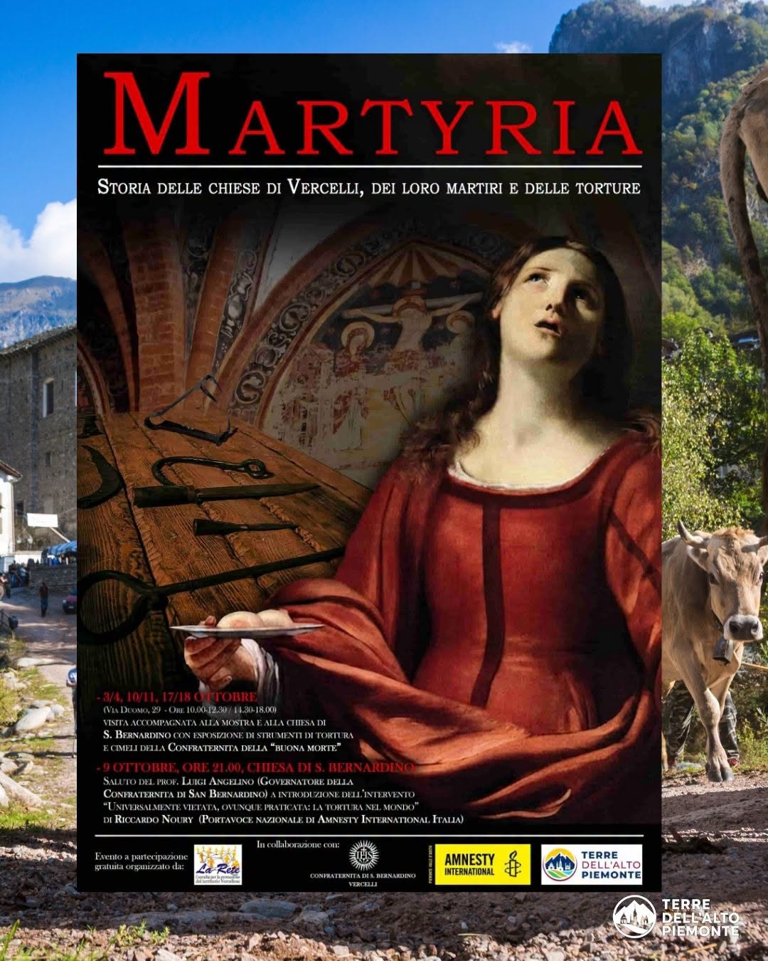 Locandina di MARTYRIA - STORIA DELLE CHIESE DI VERCELLI, DEI LORO MARTIRI E DELLE TORTURE
