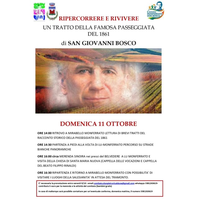 Plakat von Ripercorrere e rivivere un tratto della famosa passeggiata del 1861 di San Giovanni Bosco