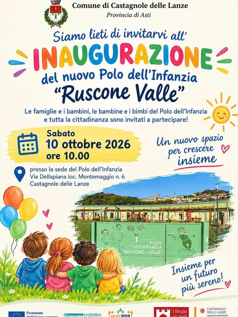 Plakat von Inaugurazione del nuovo Polo dell'Infanzia "Ruscone Valle"