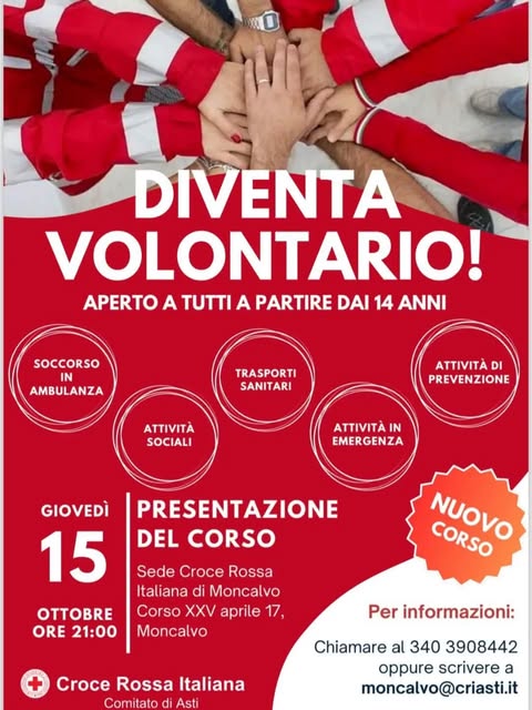 Locandina di Presentazione del corso per diventare volontario della Croce Rossa Italiana