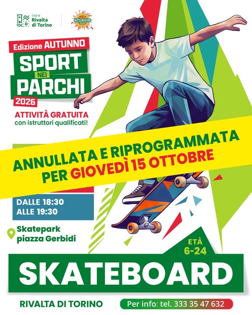 Locandina di Sport nei Parchi 2026 - Edizione Autunno - Skateboard