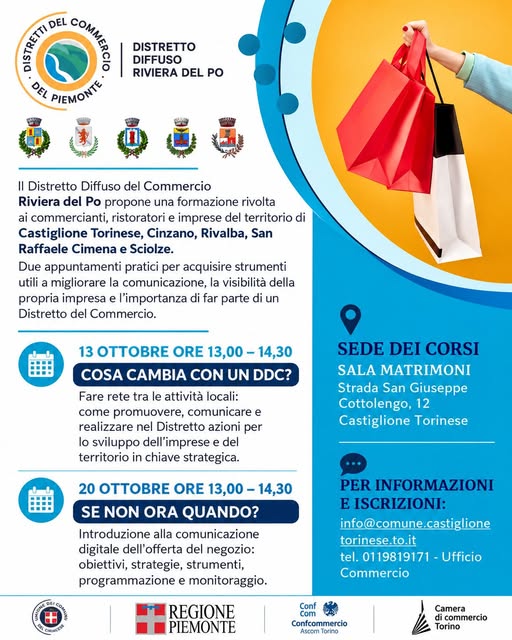 Poster for Formazione per commercianti e imprese del Distretto Diffuso Riviera del Po