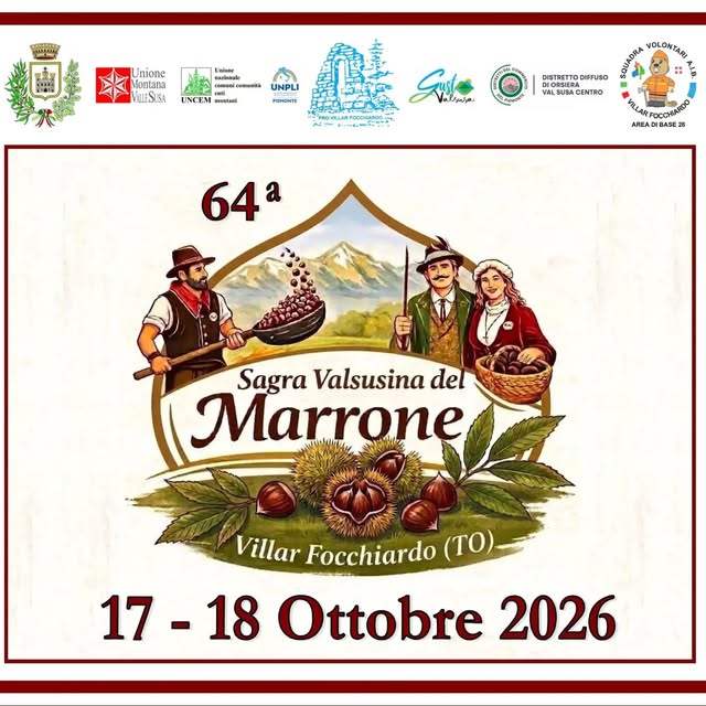 Plakat von 64ª Sagra Valsusina del Marrone – 47ª Mostra Mercato dei Prodotti Agricoli, Artigianali e Commerciali Valsusini