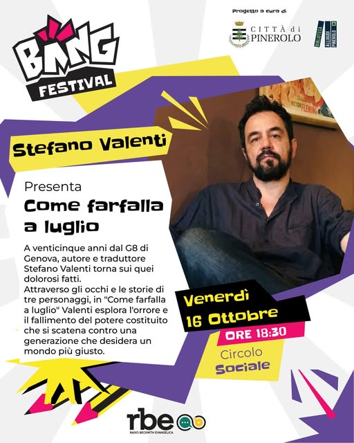 Locandina di BANG! FESTIVAL - Stefano Valenti presenta "Come farfalla a luglio"