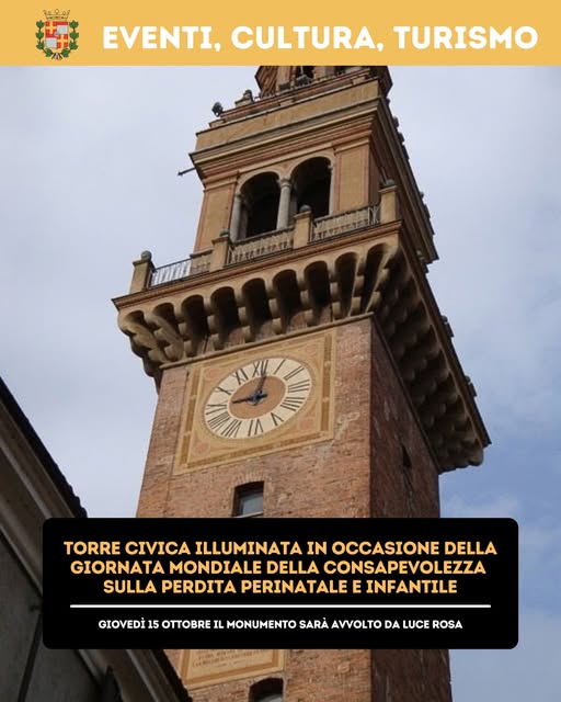 Locandina di Torre Civica illuminata in occasione della Giornata Mondiale della Consapevolezza sulla Perdita Perinatale e Infantile
