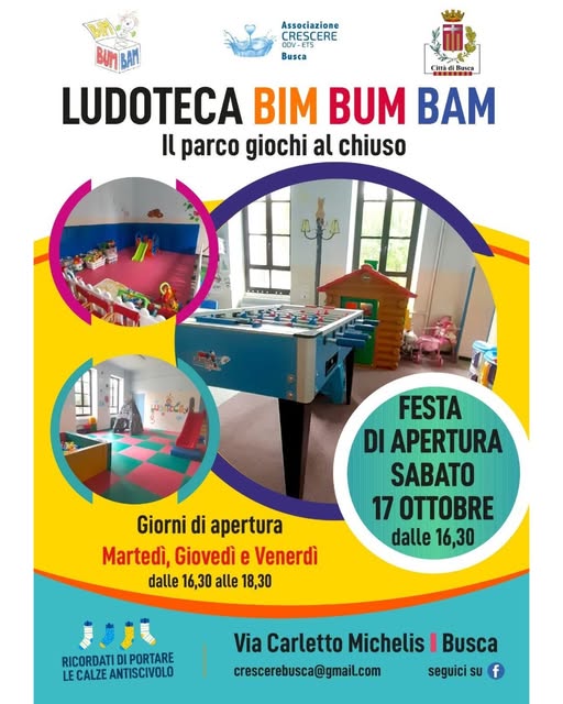 Locandina di Festa di apertura della Ludoteca Bim Bum Bam
