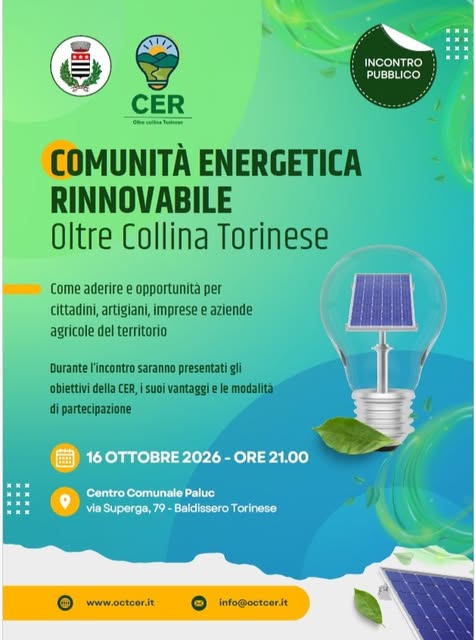 Locandina di COMUNITÀ ENERGETICA RINNOVABILE Oltre Collina Torinese