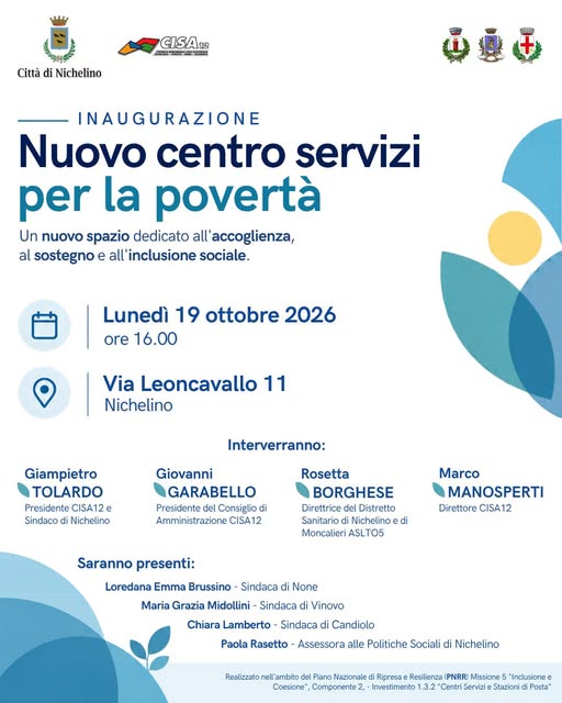 Locandina di Inaugurazione nuovo centro servizi per la povertà