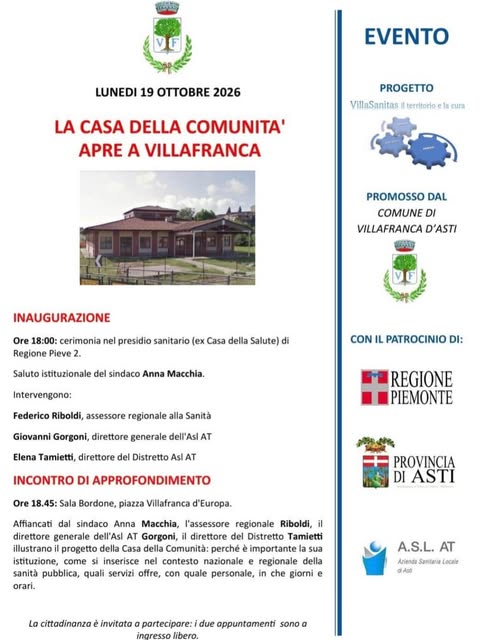 Poster for Inaugurazione della Casa della Comunità a Villafranca d'Asti